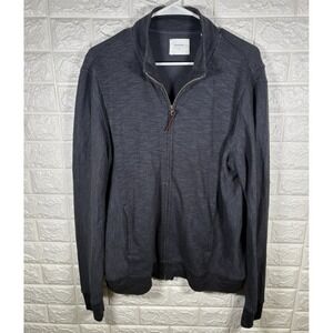 Billy Reid Mens Large Full Zip Mock Neck Sweater‎ Jacket Gray Blue  Heathered